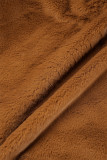 Caramel Color Casual Solid Cardigan Turndown-krage Ytterkläder