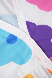 Blå Casual Sweet Daily Simplicity Blommor Printing Shirt Collar Klänningar