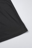 Черное сексуальное повседневное элегантное простое платье с вырезом из сплошного цвета с круглым вырезом и платьем русалки