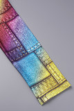 Color Work Party Elegante stampa stampa colletto rovesciato manica lunga due pezzi