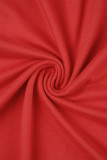 Красные повседневные однотонные длинные платья с открытой спиной и круглым вырезом