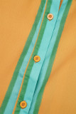 Farbe Lässig Süß Täglich Einfachheit Patchwork Volant Asymmetrisch Kontrast Hemdkragen Minikleid Kleider
