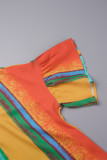 Farbe Lässig Süß Täglich Einfachheit Patchwork Volant Asymmetrisch Kontrast Hemdkragen Minikleid Kleider