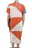 Meerkleurige casual kleurblok met kwastjes en patchwork vest met kraag, grote maat overjas