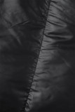 Zwarte casual effen frenulum bovenkleding met ritskraag