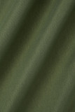 Grüne, lässige, solide Patchwork-Kordelzugknöpfe, Reißverschluss, gerade, niedrige Taille, gerade, einfarbige Hose