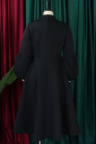 Fruchtgrünes, elegantes, einfarbiges Patchwork-Kleid mit Schleife und O-Ausschnitt in A-Linie