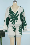 Bourgondië Casual Dagelijks Elegant Vakantie Pocket Pullovers V-hals Lange mouw Sweater Twee stuks