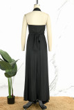 ブラックカジュアルエレガントな休暇固体包帯非対称ソリッドカラー非対称襟ノースリーブドレスドレス