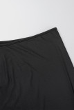 ブラックカジュアルエレガントな休暇固体包帯非対称ソリッドカラー非対称襟ノースリーブドレスドレス