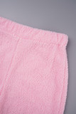 Pink Street Solid Patchwork Tasche Reißverschluss Kapuzenkragen Langarm Zweiteiler