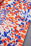 Oranje Casual Dagelijks Elegant Eenvoud Gemengd Afdrukken Afdrukken Omgeslagen kraag Bovenkleding