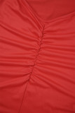 Rojo Casual Sólido Sin Espalda O Cuello Vestido Largo Vestidos