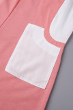 Roze Casual Street Dagelijks Eenvoud Patchwork Pocket Contrast Asymmetrische kraag Normale jumpsuits