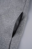 Kaki Casual Solid Cardigan Turndown-krage Ytterkläder
