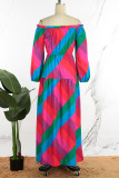 Цветное повседневное повседневное элегантное простое платье с принтом и контрастным платьем с открытыми плечами Платья с принтом