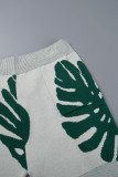 Зеленый На каждый день Повседневные Элегантные Отпуск Пуловеры с карманами V-образный вырез Свитер с длинными рукавами Из двух частей