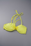 Желтый Сексуальный Элегантный Пэчворк для отдыха Прозрачные асимметричные двойные части без рукавов