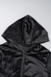 Brown Casual Solid Patchwork Draw String Pocket Zipper Hooded Collar Long Sleeve Two Pieces