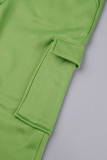 Grön Casual Solid Patchwork Hooded Collar Långärmad Två delar