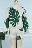 Verde casual quotidiano elegante vacanza tasca pullover scollo a V manica lunga maglione due pezzi