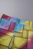 Multicolor Work Party Elegant Print Printing Turndown-krage Långärmad i två delar