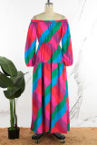 Färg Casual Daily Elegant Enkelhet Utskrift Kontrast från axeln Tryckta klänningar