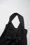 Черное повседневное элегантное платье для отпуска, однотонное, с повязкой, асимметричное, однотонное, с асимметричным воротником, платье без рукавов, платья