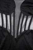 Черные сексуальные однотонные прозрачные длинные платья с круглым вырезом