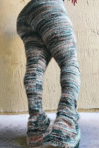 Gris Cyan Street Pantalones con diseño de patchwork en bloques de color y corte de bota de cintura media con diseño de patchwork