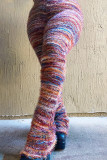 Bota de retalhos em bloco de cor de rua cinza ciano com corte médio na cintura e calça de retalhos