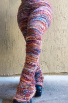 Pantalones de patchwork con diseño de bocinas y cintura media con corte de bota y patchwork de bloques de color multicolor de Street