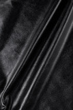Robe longue noire sexy à imprimé camouflage avec poches et col à capuche