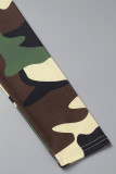 Schwarze sexy Camouflage-Druck-Patchwork-Taschen-Kapuzenkragen-lange Kleider