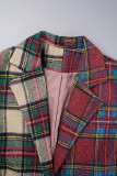 Ropa de abrigo con cuello vuelto y patchwork a cuadros casual multicolor