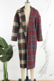 Multicolor Casual Plaid Patchwork Turn-back Collar Outerwear