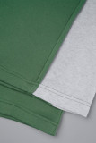 Grön Casual Patchwork Contrast Vanlig hög midja Konventionella patchworkbyxor