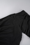 Roxo casual sólido básico com decote em V manga comprida vestidos tamanhos grandes