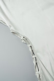 Silver Casual solid urholkad Frenulum V-hals långa klänningar