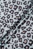 Tops cinza sexy casual com estampa de leopardo básico com alças finas