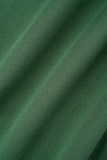 Grön Casual Patchwork Contrast Vanlig hög midja Konventionella patchworkbyxor