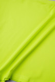 Verde Fluorescente Sexy Casual Sólido Escavado Frênulo O Pescoço Manga Comprida Duas Peças
