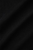 Zwarte elegante geleidelijke verandering patchwork zakknopen hoge opening rits normale midden taille potlood patchwork broek