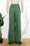 Pantalones de patchwork convencionales de cintura alta regulares en contraste con patchwork casual verde