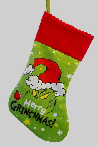 Hellgrüne Patchwork-Socke mit lässigem Print