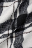 Vêtement d'extérieur décontracté à carreaux patchwork col rabattu noir