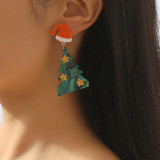 Boucles d'oreilles blanches décontractées en patchwork d'arbre de Noël