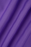 Célébrités violettes Patchwork solide avec nœud fermeture éclair col rond robes de soirée