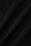 Черная повседневная лоскутная верхняя одежда с вышивкой буквами