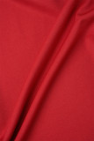 Röda Elegant Solid Patchwork Asymmetrisk Krage Lösa Jumpsuits